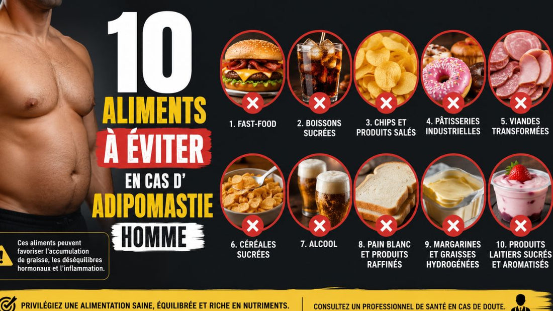 Adipomastie homme : 10 aliments et boissons à éviter