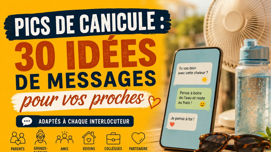 Illustration d’un téléphone avec des messages pour prendre des nouvelles de ses proches pendant un pic de canicule